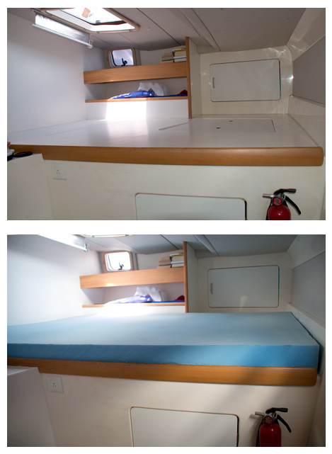 This is one of the cabins: before the Foam and after the Foam.